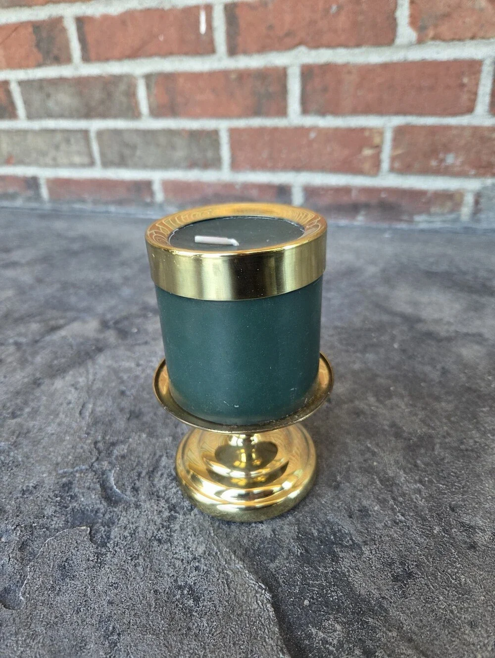 Vintage Copper Craft U.S.A. Polished Brass Pillar Candle Holder Collar BBW